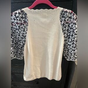 Rebecca Taylor Ivory Wool Blend Puff Sleeve French Inspired Sweater Size m